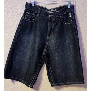 Lion's Crest by English Laundry Men's Denim Shorts Faux Leather Accents